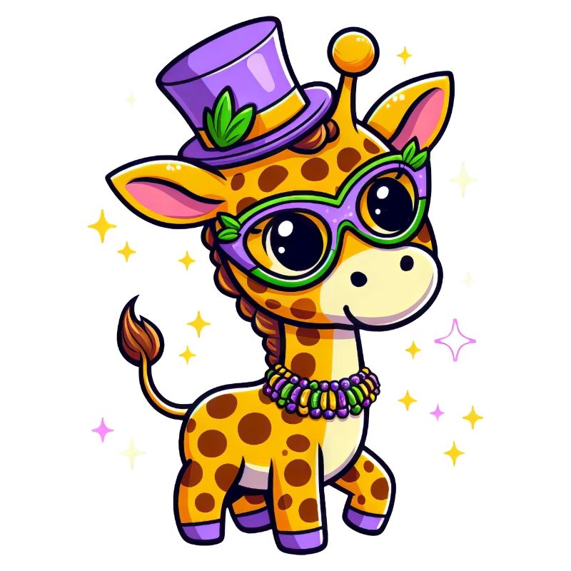 Girafe mignonne de Mardi Gras : Style comique