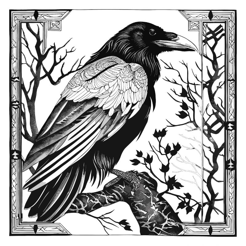 Framed Raven in a Tree