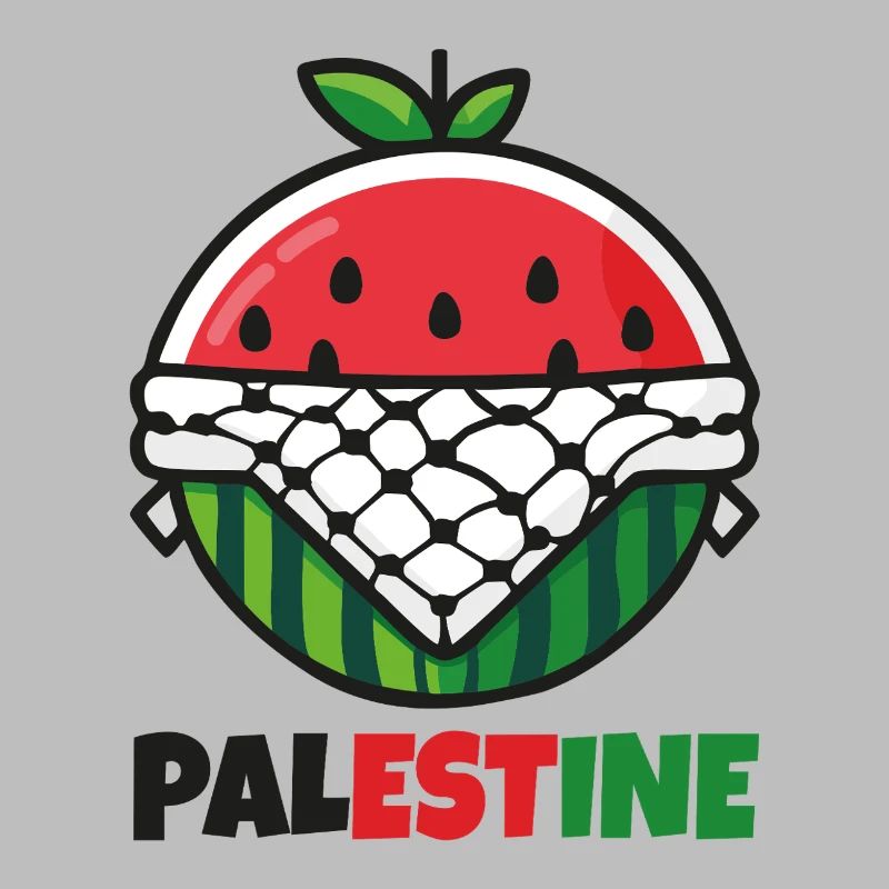 Icon Pastèque avec Keffieh et texte Palestine