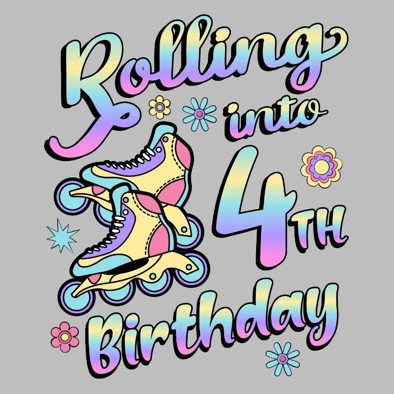 Rolling Into 4th Birthday Roller Skater Inline