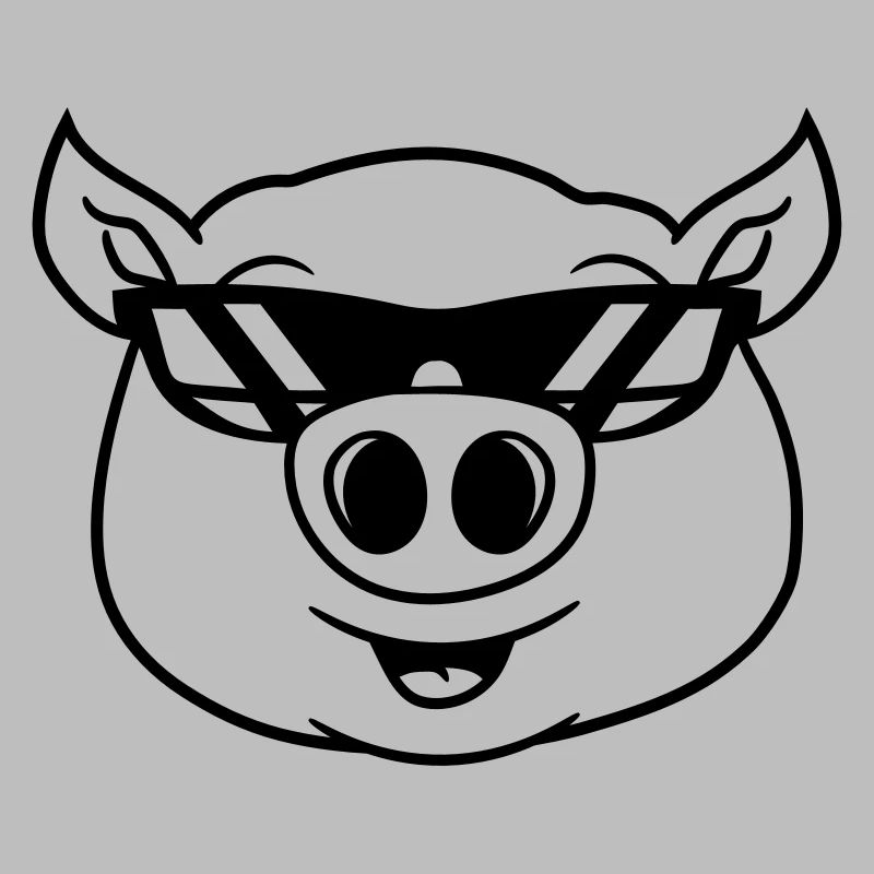 cool, lunettes de soleil, cochon, tête, mignon, mi