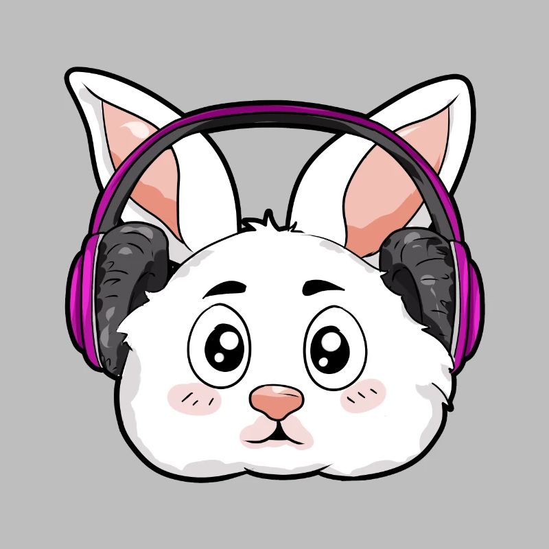 Lapin avec écouteurs