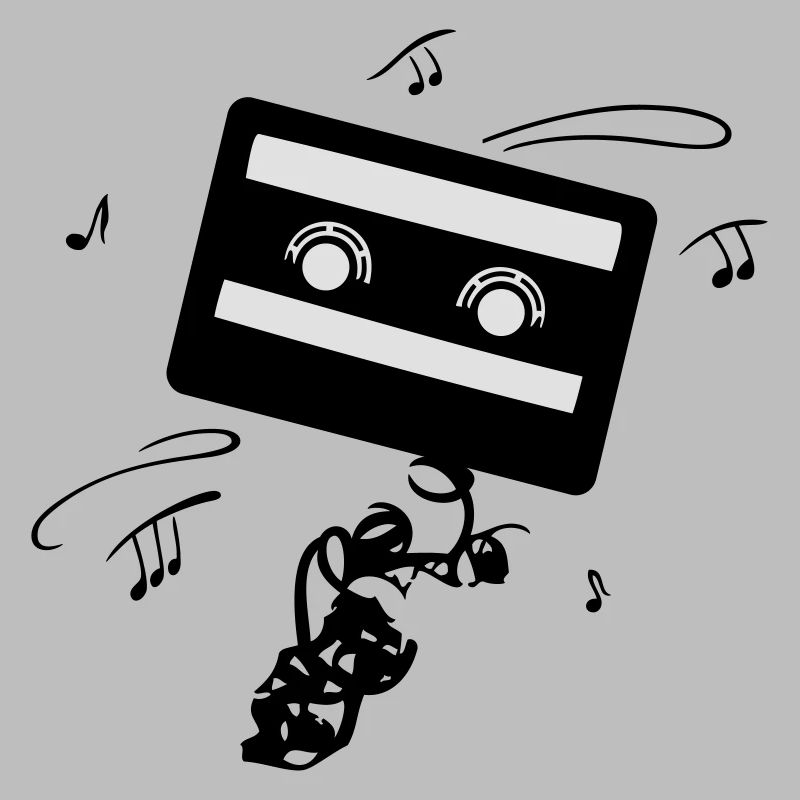 Logo de la musique avec des notes de cassette.