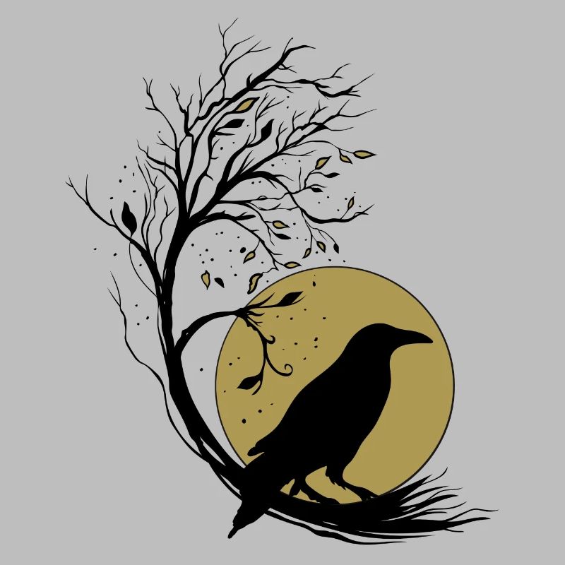 Raven Full Moon Tree Magic Autumn Gothic Wicca