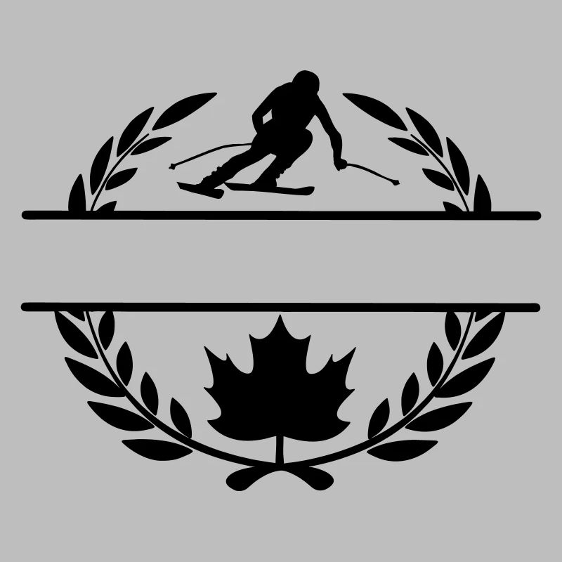 Canada maple leaf descent skier in laurel wreath
