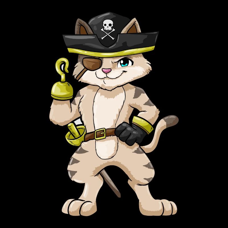 Chat comme un pirate avec un poignard et un sabre