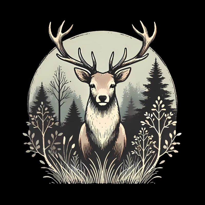 Cerf majestueux dans la forêt Silhouette