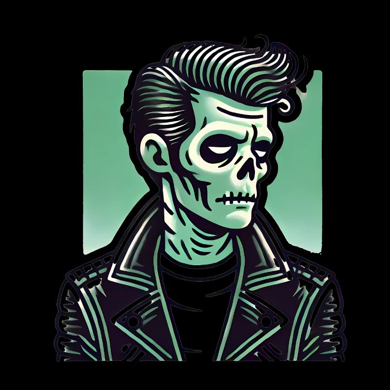 Rockabilly Zombie Skull in Leather