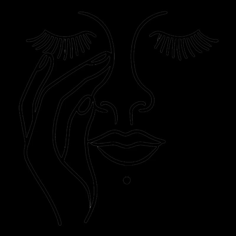 Minimalist Face Line Art with Hand