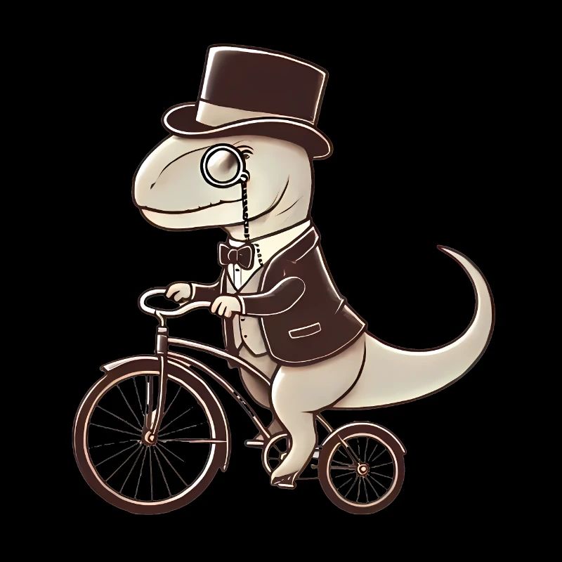 Dapper Dinosaur on Vintage Bicycle