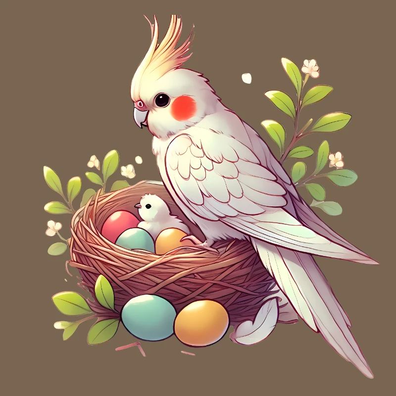 Nid de calopsitte avec des œufs Illustration