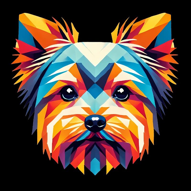 Art coloré du visage géométrique de Yorkie