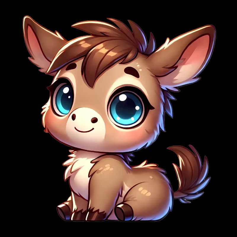 Adorable dessin animé d’âne aux grands yeux
