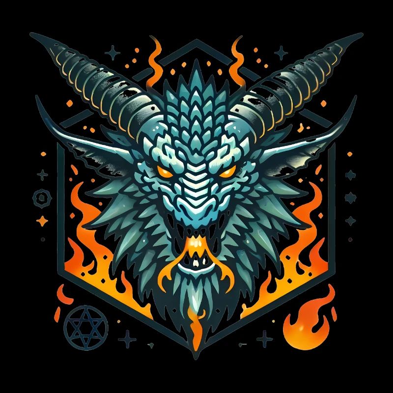 Insigne de tête de dragon flamboyant féroce