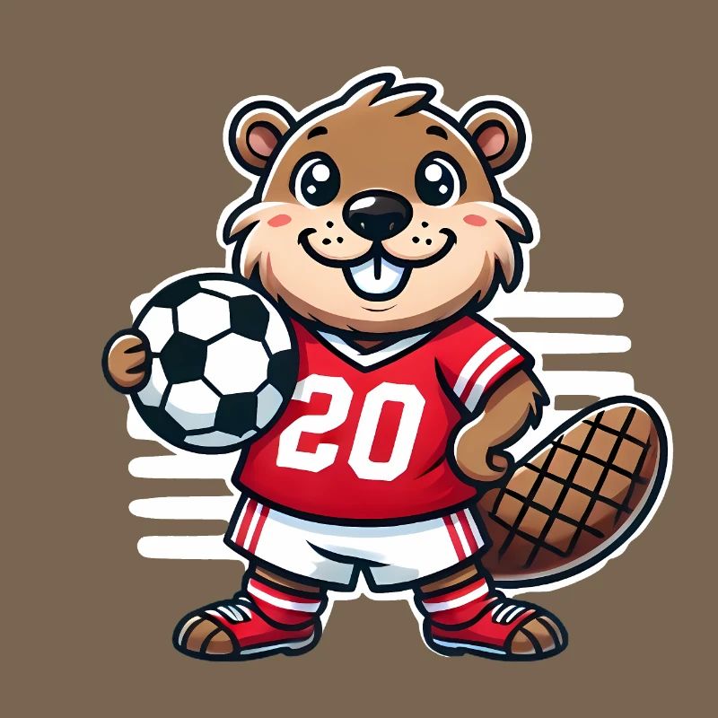 Cheerful Beaver Soccer Mascot Design