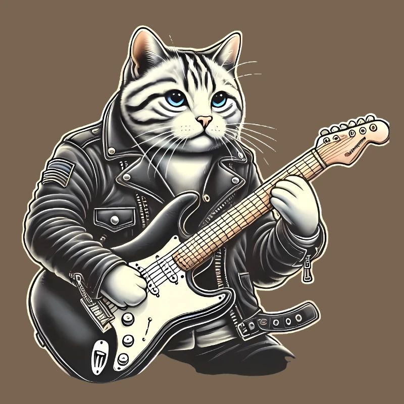 Chat jouant de la guitare