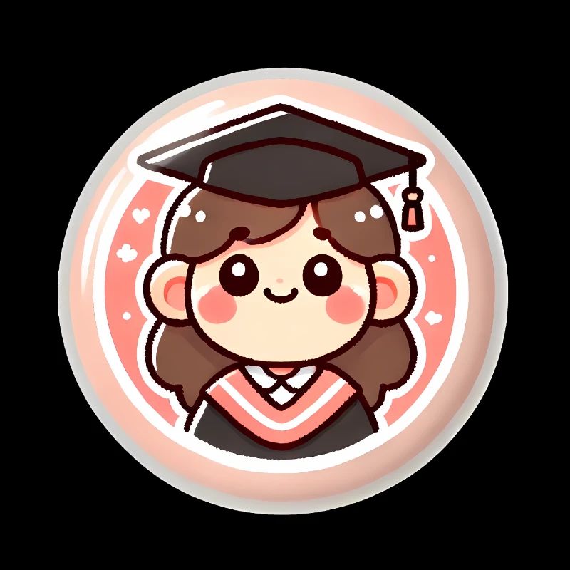 Conception de badge de dessin animé de graduation