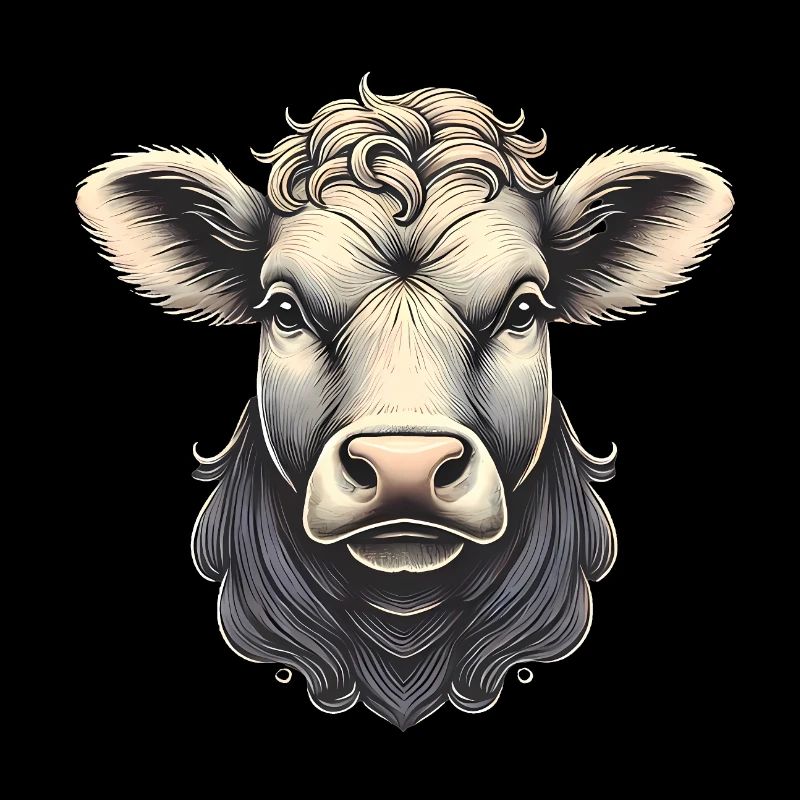 Illustration détaillée de la tête de vache