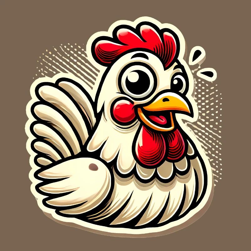 Funny Cartoon Chicken Sticker