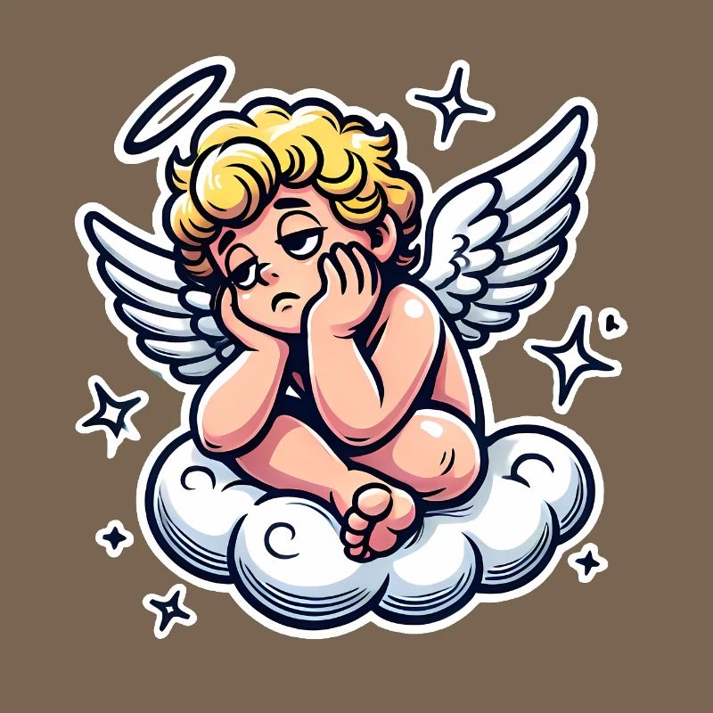 Funny Cherub on Cloud Pop Art Design