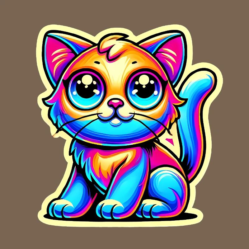 Neon Glow Crazy Cat Design