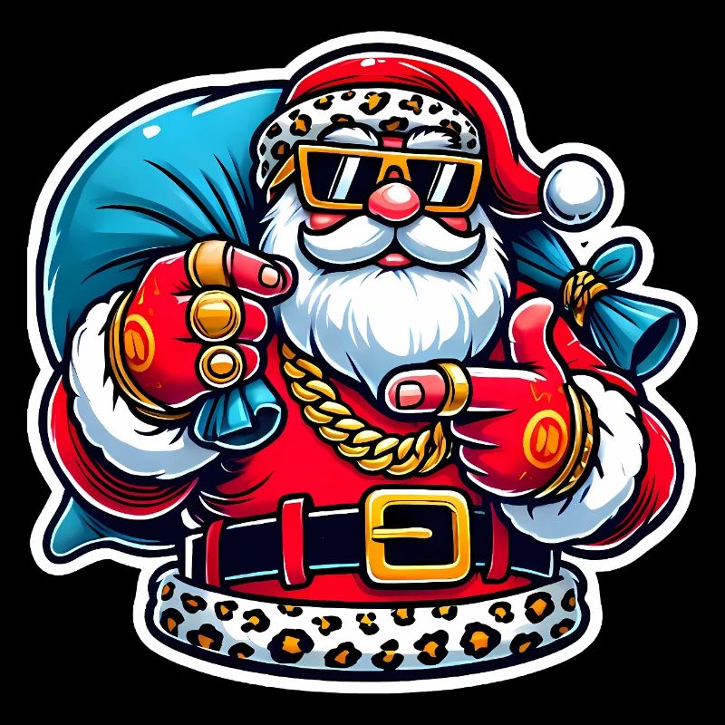 Autocollant cool avec motif Père Noël et Swag