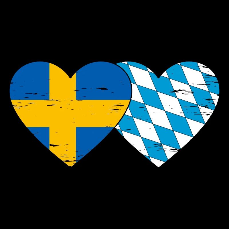 Suède Bavière Drapeau Coeur Utilisé
