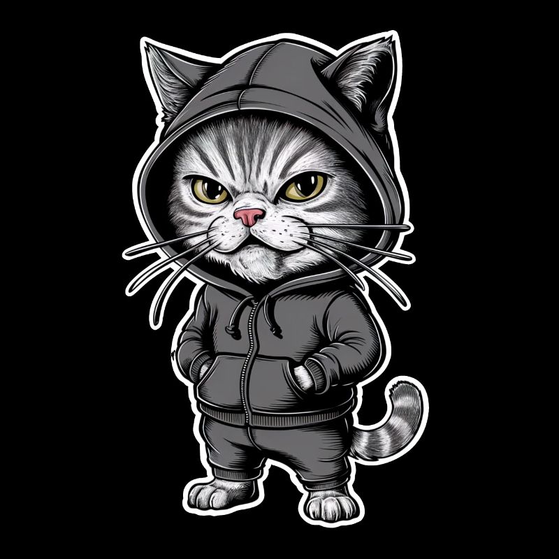 Chat en colère agacé dans un sweat à capuche élégant