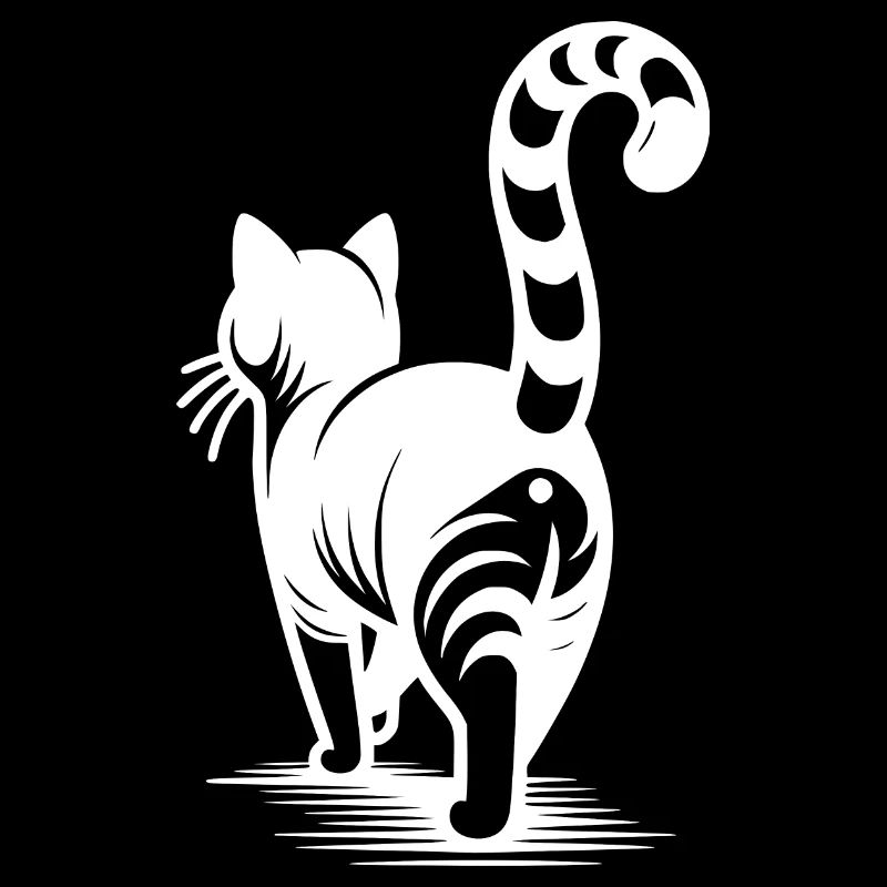 Elegant cat with stripes in back view