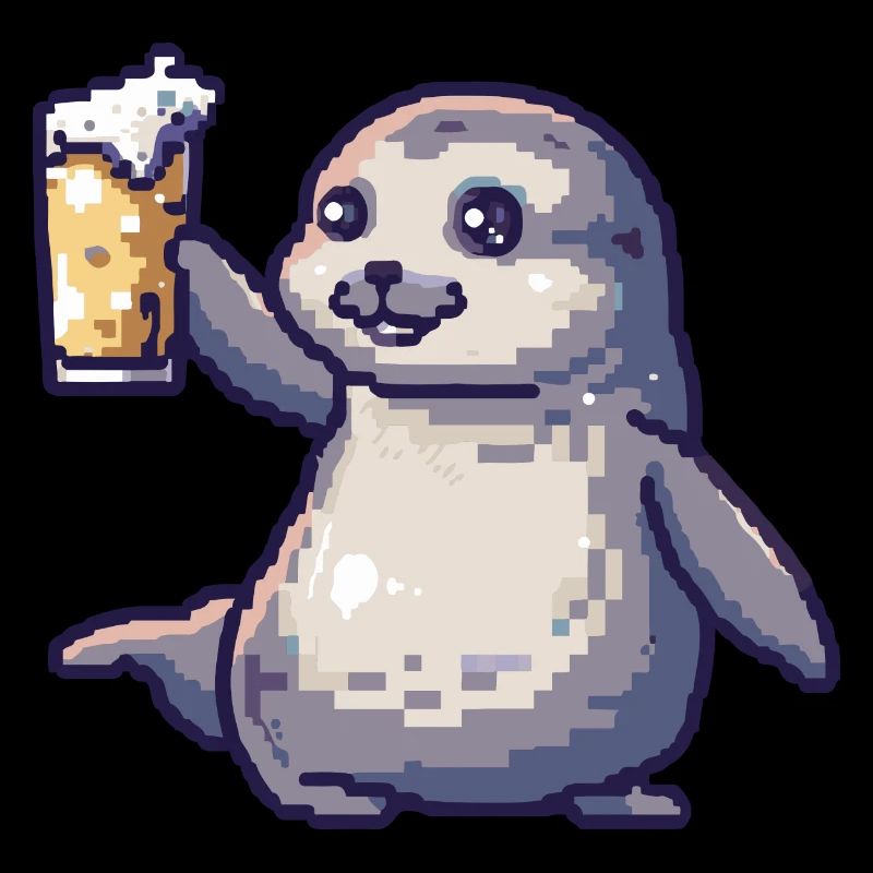 phoque animal bière pixel