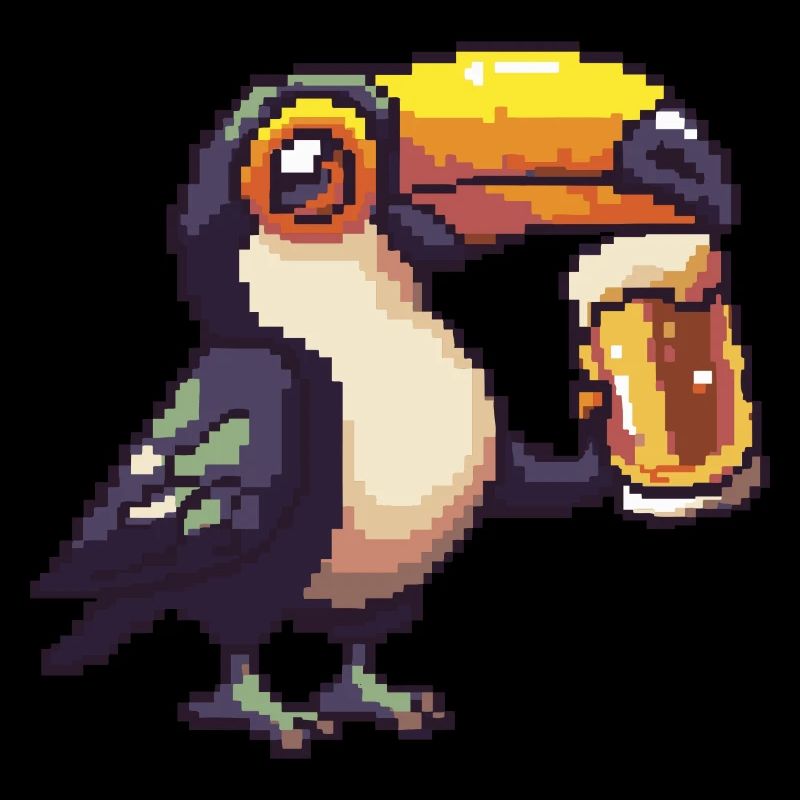 Toucan oiseau bière pixel