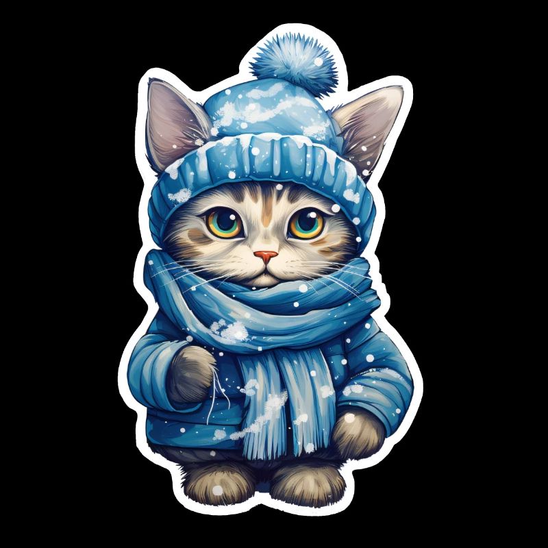 Chat avec chapeau, écharpe et veste