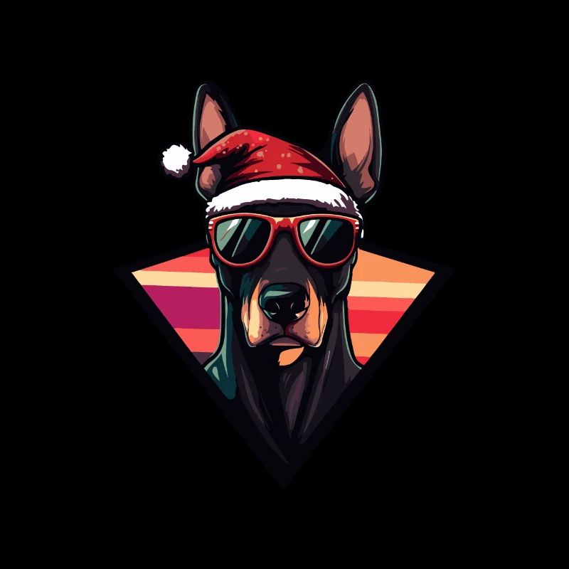 Doberman chien Noël cool