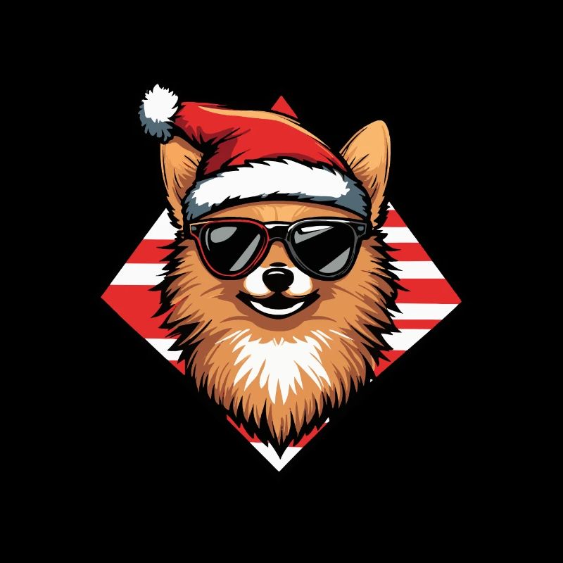 Chien de Poméranie Noël Cool