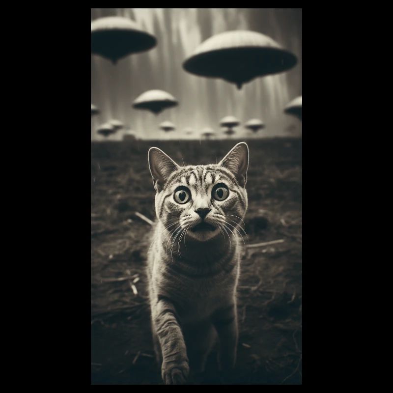Chat Drôle Selfie Alien UFO Meme