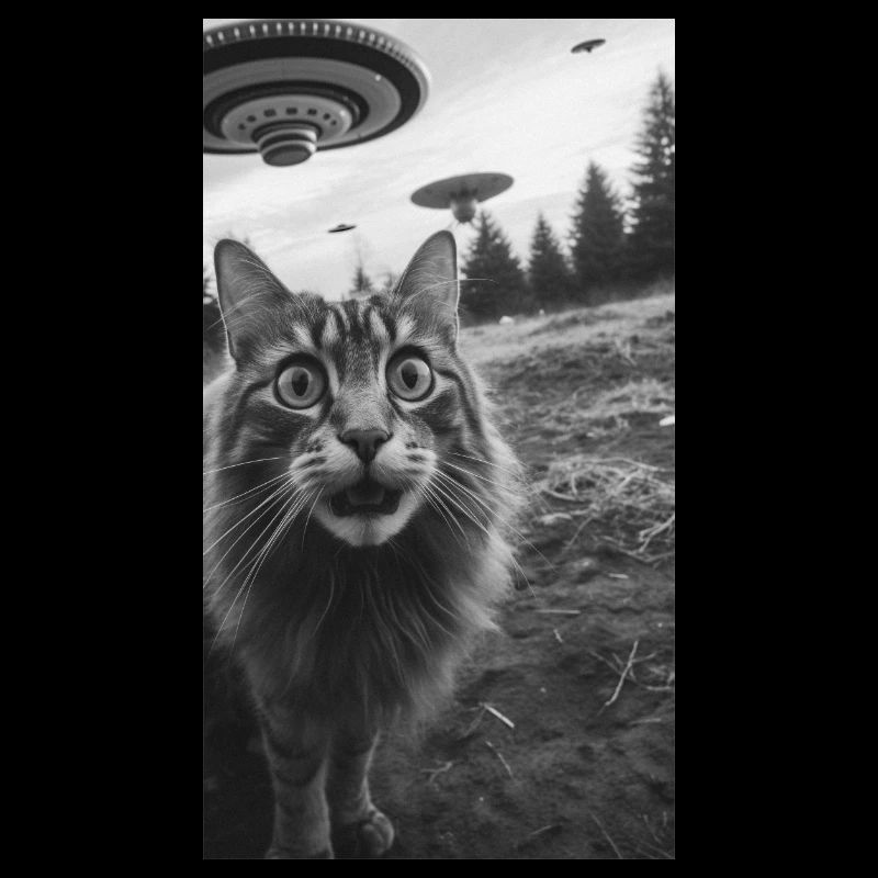 Funny Cat Selfie with UFOs MEME