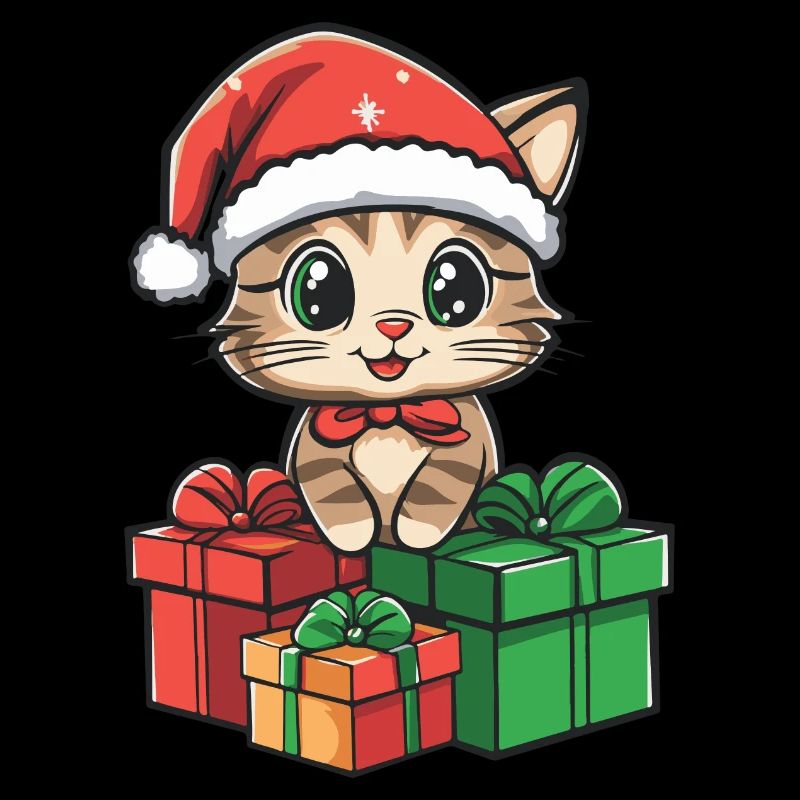 Cadeaux de bande dessinée de Noël pour chats
