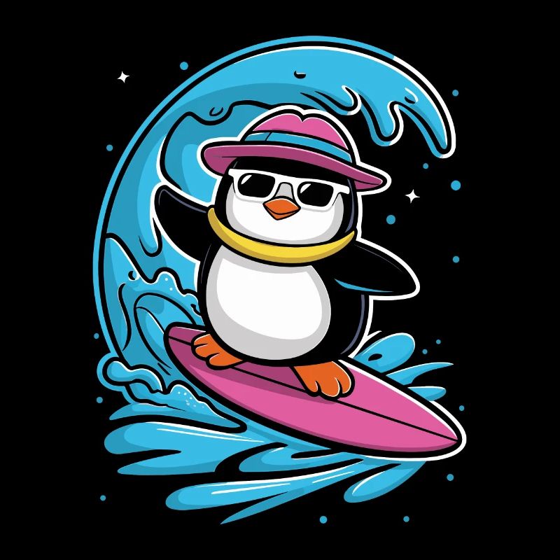 Surf Pingouin Vagues Aventure Fun