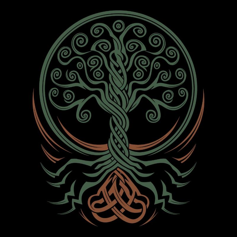Arbre de vie néo-celtique aux racines entrelacées