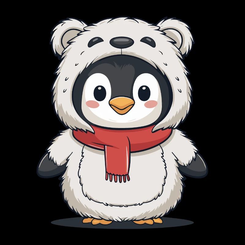 Cute penguin in bear costume