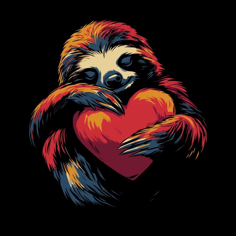 Sloth hugging heart