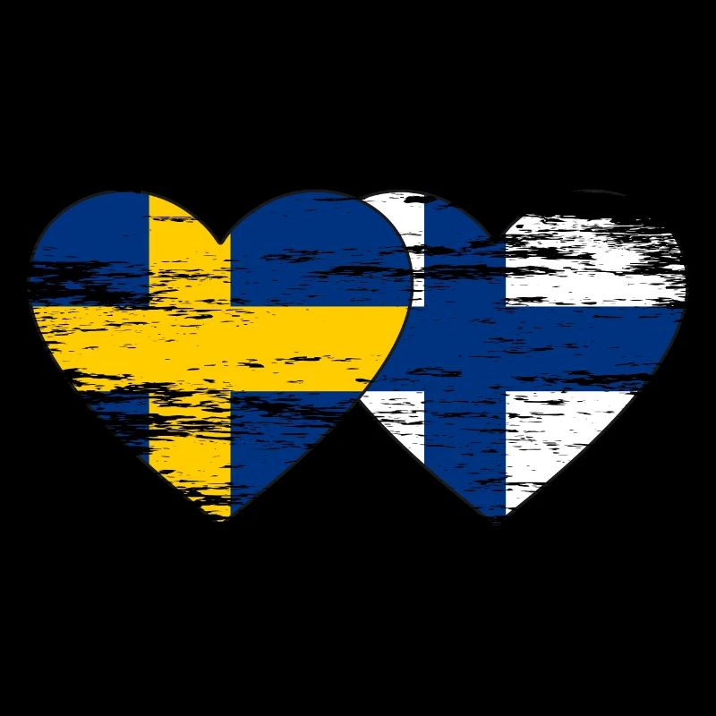 Suède Finlande Drapeau Coeur utilisé