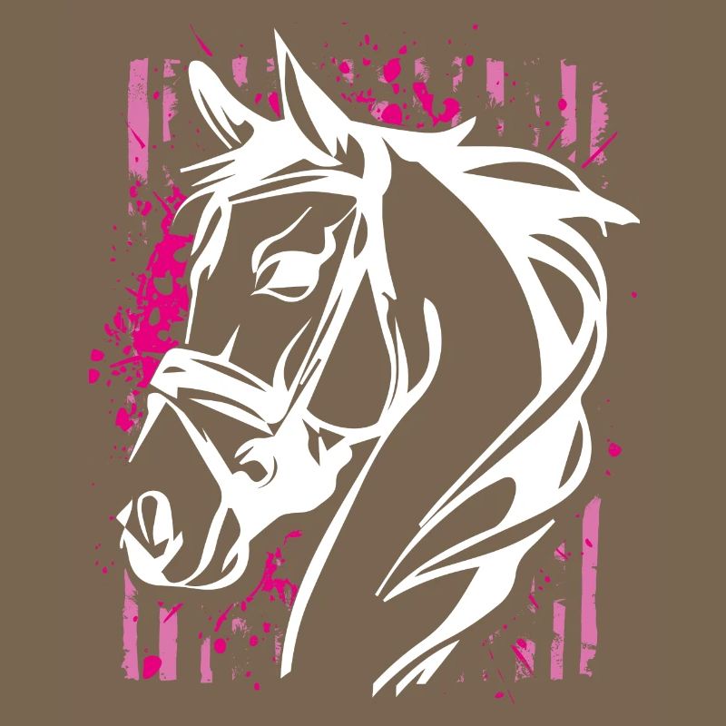 Cheval de style graffiti avec éclaboussure de couleur rose