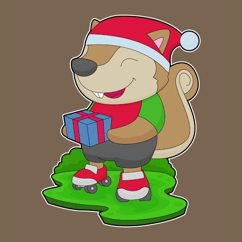Squirrel Christmas Inline skating