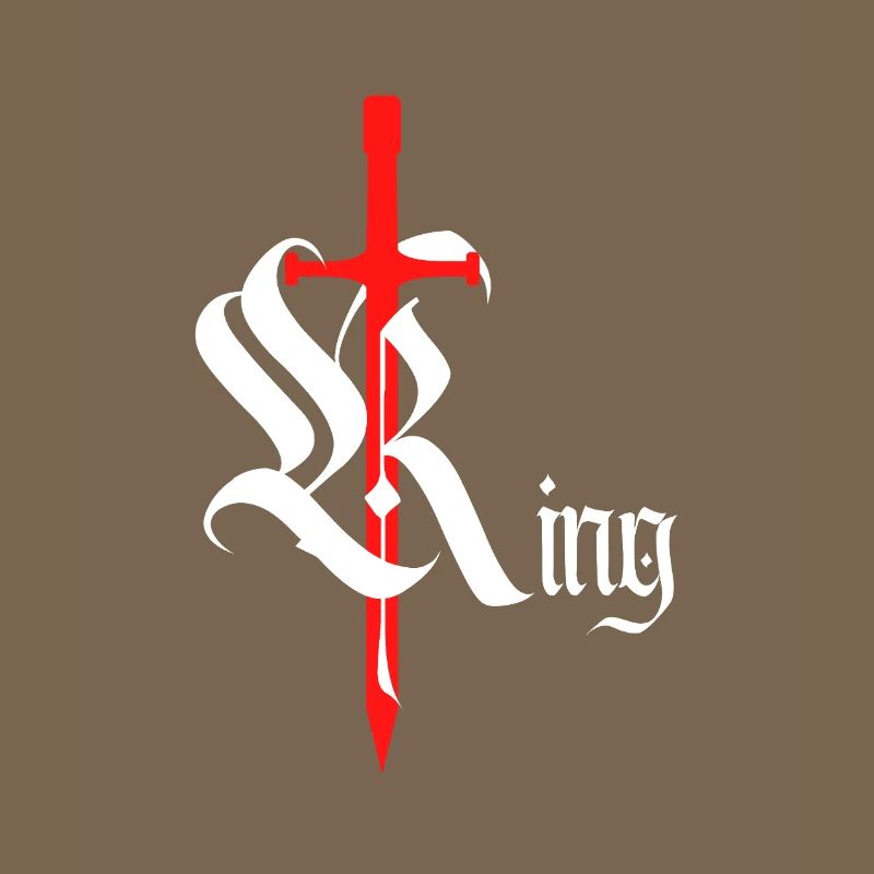Gothic King Design with Sword white text