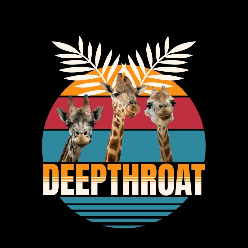 Girafes dans un coucher de soleil rétro DEEPTHROAT