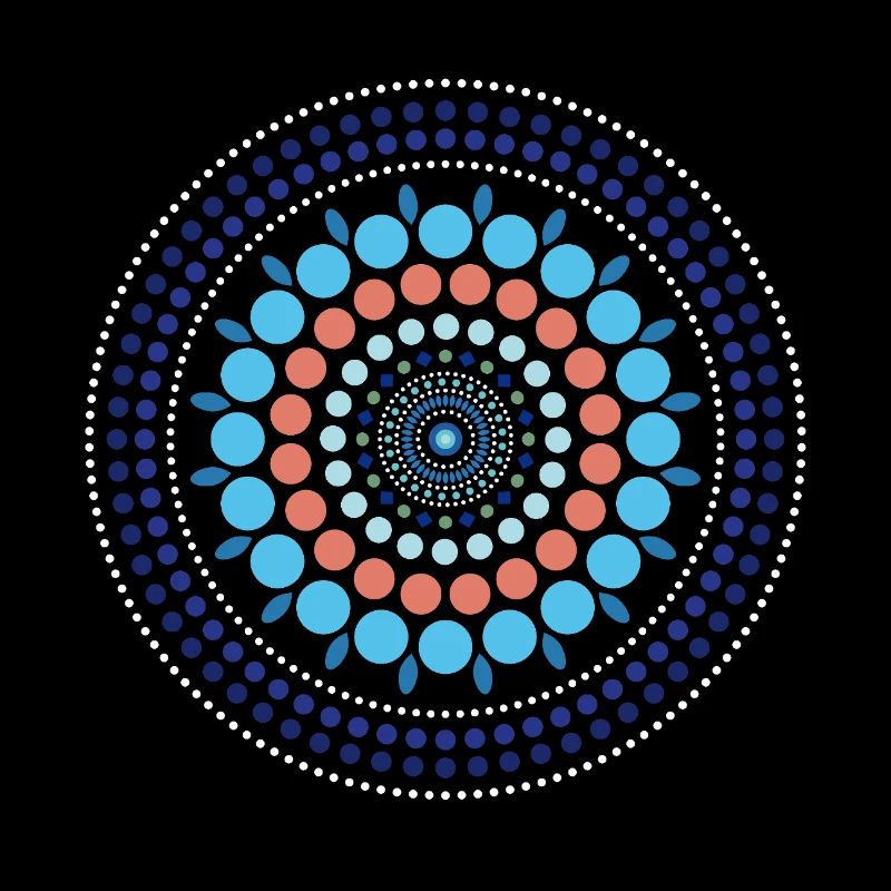 Mandala à points dégradés bleus