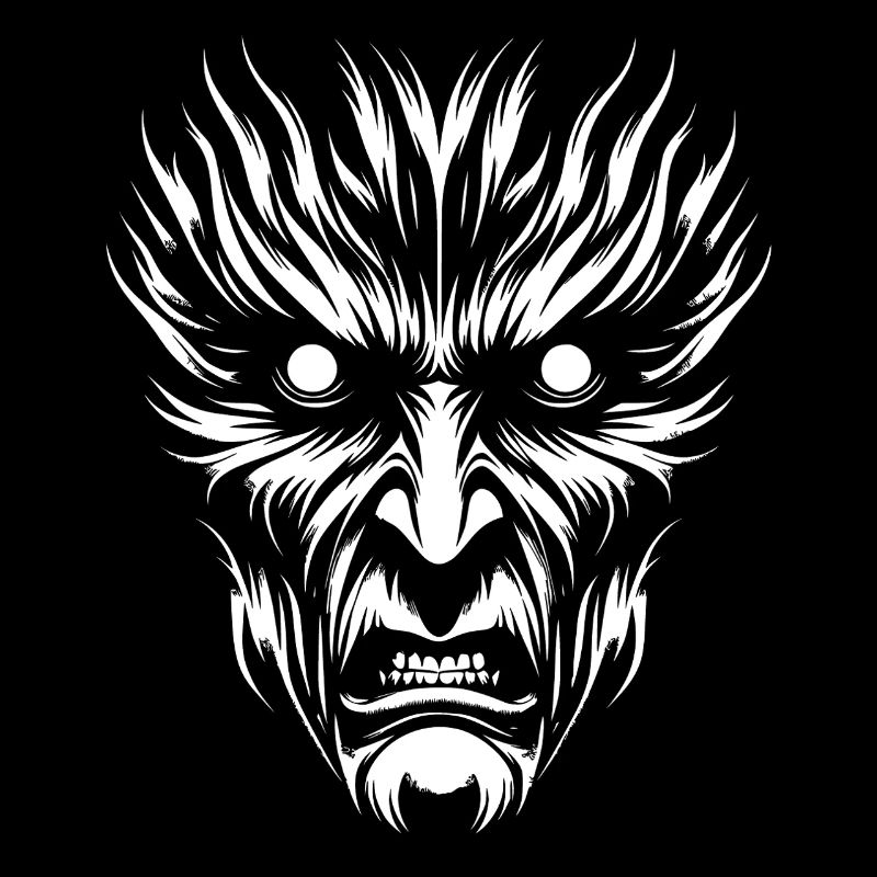 Moon Wolf Face