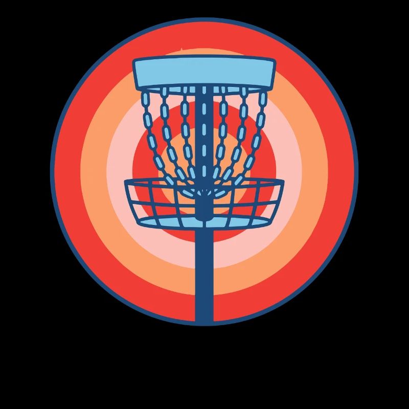 Disc Golf Basket Scène rétro du disc golf volant