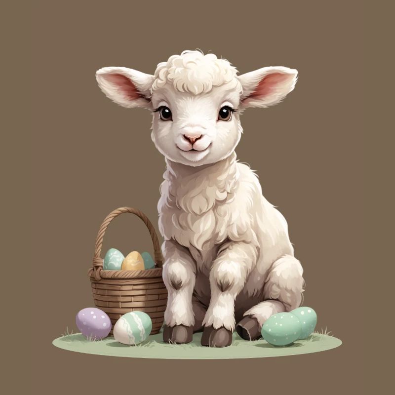 Pastel lamb with Easter eggs